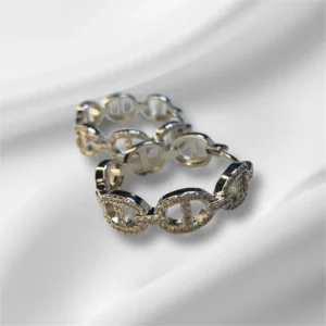 Zirconia link hoop earrings